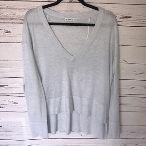 Light Blue/Gray Zara V Neck Relaxed Sweater
